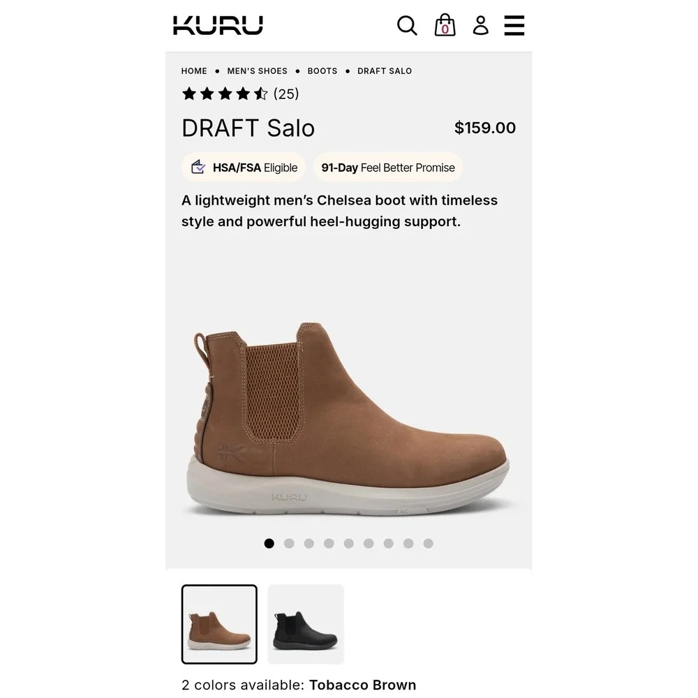 Kuru DRAFT Salo Mens Chelsea Boots TobaccoBrown Leather Orthopedic 10790160 12.5